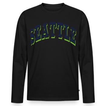 Seattle - Men's Premium Organic Long Sleeve Shirt - black - Front - Nico (187cm)