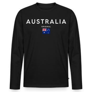 Drapeau australien, fierté australienne - T-shirt manches longues Premium bio Homme - noir - Devant - Nico (187cm)