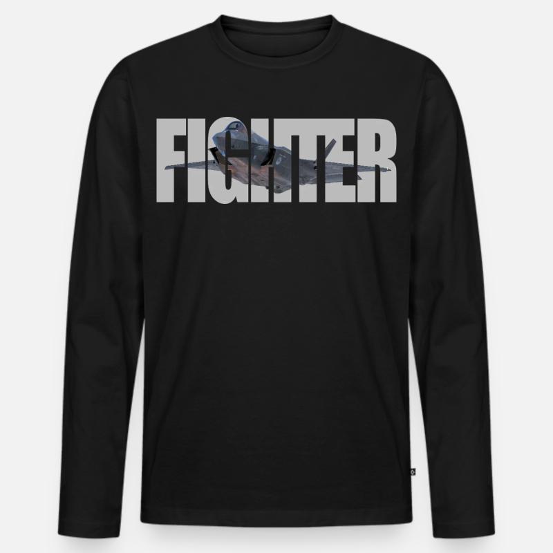 Fighter F-35 Lightning II - Männer Premium Bio Langarmshirt - Schwarz