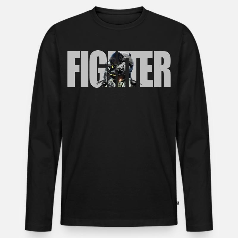 Fighter - Männer Premium Bio Langarmshirt - Schwarz