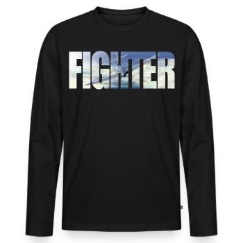 Fighter Spitfire - Men's Premium Organic Long Sleeve Shirt - black - Front - Nico (187cm)