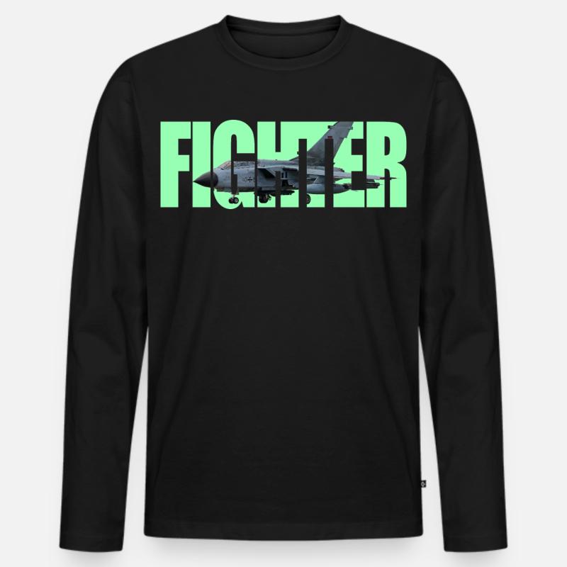 Fighter Tornado - Männer Premium Bio Langarmshirt - Schwarz