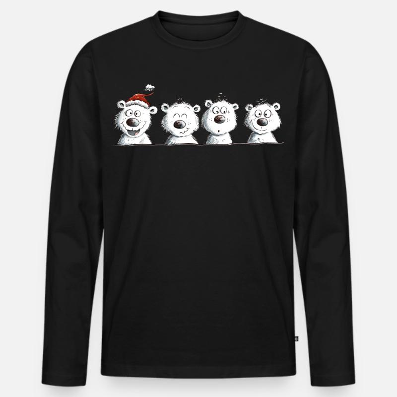 Happy Eisbär Team Weihnachten  - Männer Premium Bio Langarmshirt - Schwarz