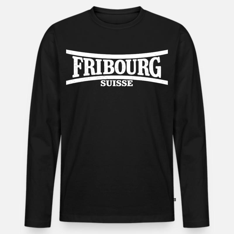 Fribourg Suisse - Männer Premium Bio Langarmshirt - Schwarz