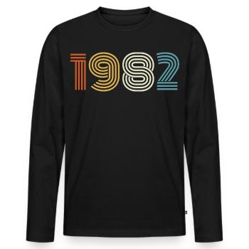 1982 Geschenk 1982 Jahrgang 1982 - Männer Premium Bio Langarmshirt - Schwarz - Vorne - Nico (187cm)