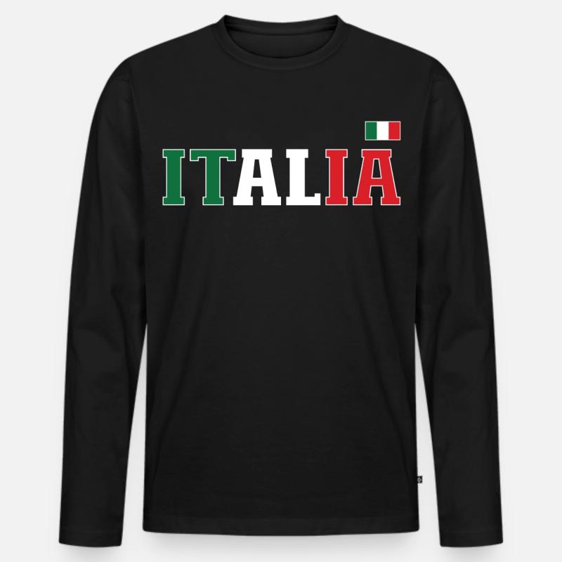Italien Flagge - Männer Premium Bio Langarmshirt - Schwarz