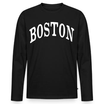 Boston - T-shirt manches longues Premium bio Homme - noir - Devant - Nico (187cm)