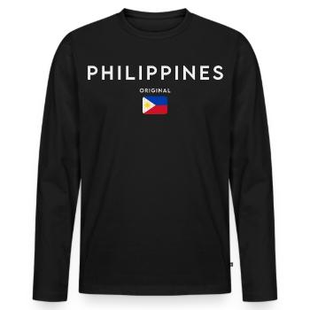 Philippinische Flagge, Philippinischer Stolz - Männer Premium Bio Langarmshirt - Schwarz - Vorne - Nico (187cm)