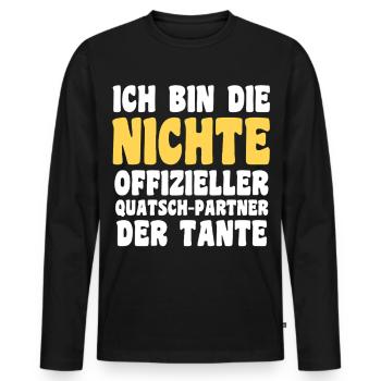 Nièce motif familial - T-shirt manches longues Premium bio Homme - noir - Devant - Nico (187cm)