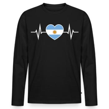 Argentina Heartbeat ECG Dear Argentina Fan - Men's Premium Organic Long Sleeve Shirt - black - Front - Nico (187cm)