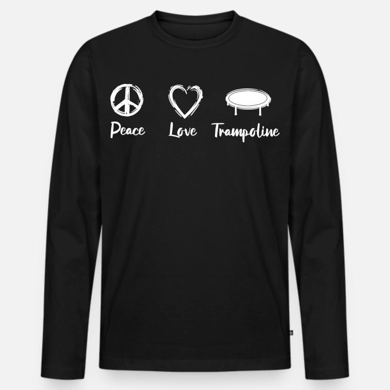 Peace Love Trampoline - Männer Premium Bio Langarmshirt - Schwarz