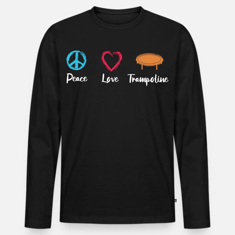 Frieden Liebe Trampolin - Männer Premium Bio Langarmshirt - Schwarz