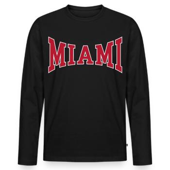 Miami - Men's Premium Organic Long Sleeve Shirt - black - Front - Nico (187cm)
