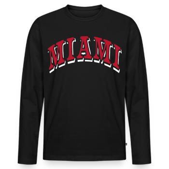 Miami - Men's Premium Organic Long Sleeve Shirt - black - Front - Nico (187cm)