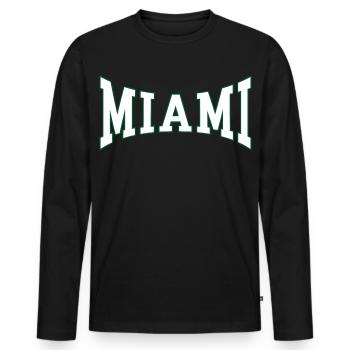 Miami - Men's Premium Organic Long Sleeve Shirt - black - Front - Nico (187cm)