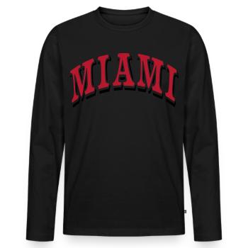 Miami - Men's Premium Organic Long Sleeve Shirt - black - Front - Nico (187cm)
