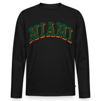 Miami - Men's Premium Organic Long Sleeve Shirt - black - Front - Nico (187cm)