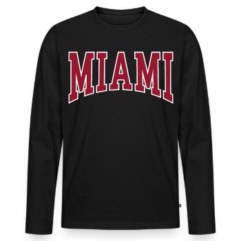 Miami - Men's Premium Organic Long Sleeve Shirt - black - Front - Nico (187cm)