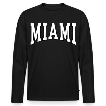 Miami - Men's Premium Organic Long Sleeve Shirt - black - Front - Nico (187cm)