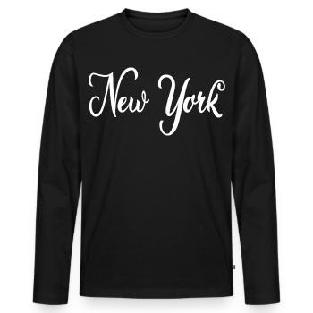 New York - Männer Premium Bio Langarmshirt - Schwarz - Vorne - Nico (187cm)