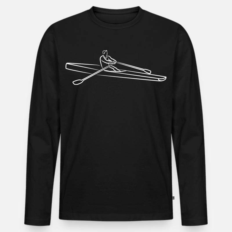 Ruderer Zeichnung - Männer Premium Bio Langarmshirt - Schwarz