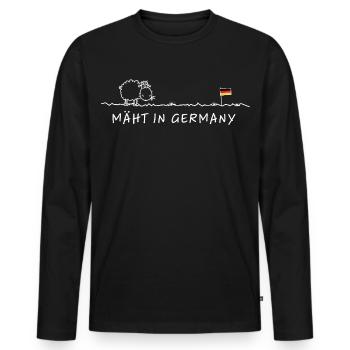 Mäht in Germany – Made in Germany Schaf Wortspiel - Männer Premium Bio Langarmshirt - Schwarz - Vorne - Nico (187cm)