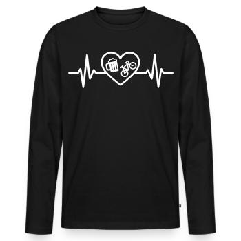 Cœur Vélo Bière - T-shirt manches longues Premium bio Homme - noir - Devant - Nico (187cm)