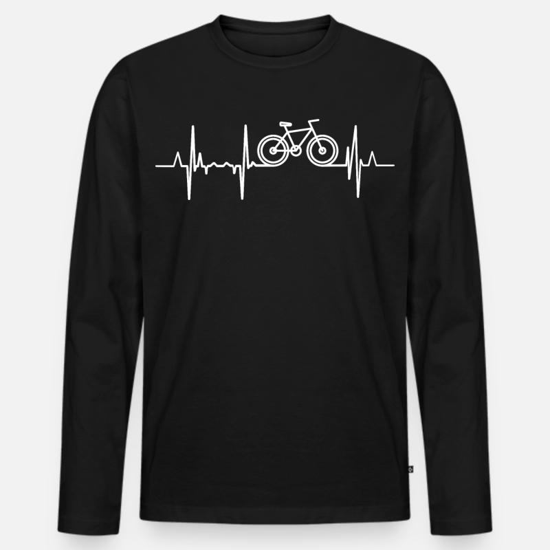 Fahrrad Herzschlag - Männer Premium Bio Langarmshirt - Schwarz