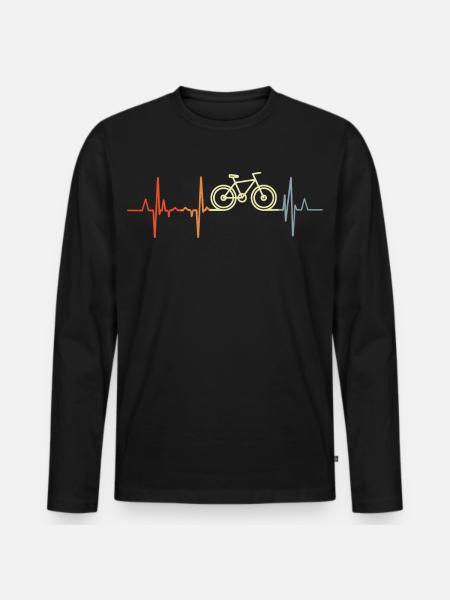 Radfahrer Herzschlag - Männer Premium Bio Langarmshirt - Schwarz