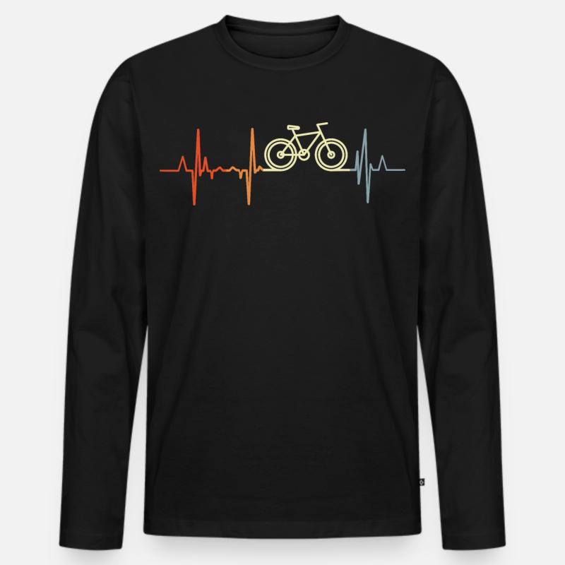 Radfahrer Herzschlag - Männer Premium Bio Langarmshirt - Schwarz