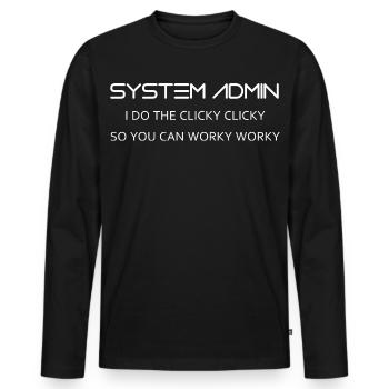 System Admin do clicky clicky in white - Men's Premium Organic Long Sleeve Shirt - black - Front - Nico (187cm)
