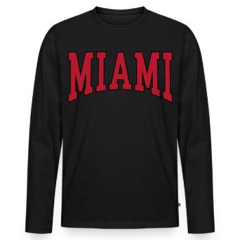 Miami - Men's Premium Organic Long Sleeve Shirt - black - Front - Nico (187cm)