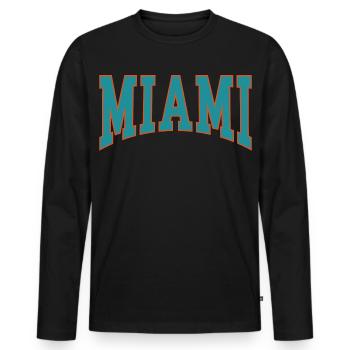 Miami - Men's Premium Organic Long Sleeve Shirt - black - Front - Nico (187cm)