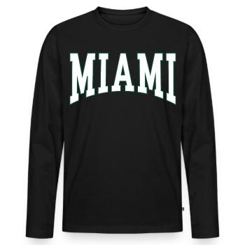 Miami - Men's Premium Organic Long Sleeve Shirt - black - Front - Nico (187cm)