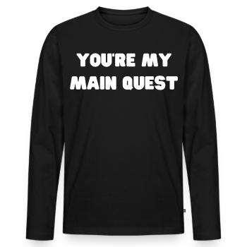 Tu es ma quête principale - T-shirt manches longues Premium bio Homme - noir - Devant - Nico (187cm)