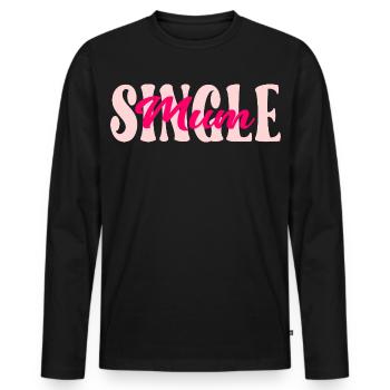 British Single Mum - Men's Premium Organic Long Sleeve Shirt - black - Front - Nico (187cm)