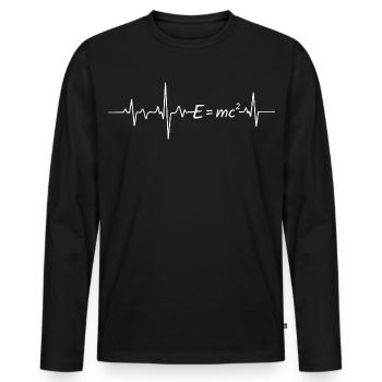 J’adore la théorie de la physique de la relativité E=mc² - T-shirt manches longues Premium bio Homme - noir - Devant - Nico (187cm)