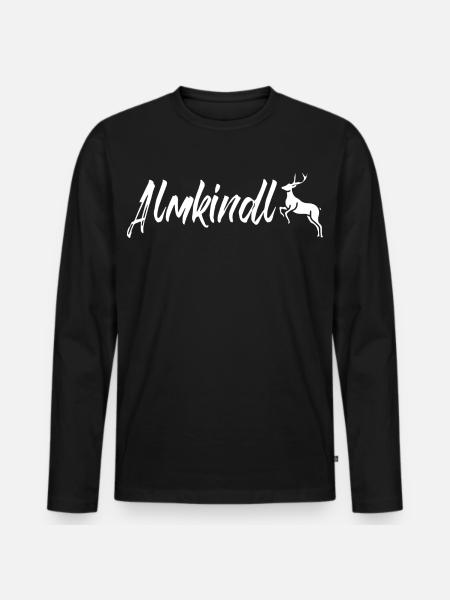 Almkindl - Almkindl Schriftzug - Männer Premium Bio Langarmshirt - Schwarz