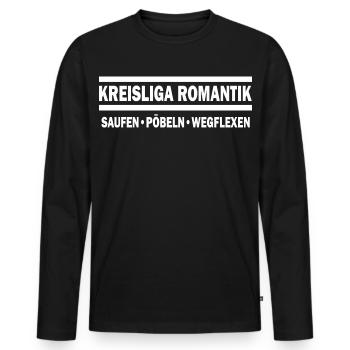 Kreisliga Romantik - Männer Premium Bio Langarmshirt - Schwarz - Vorne - Nico (187cm)