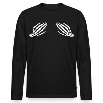 Skelett-Hand - Männer Premium Bio Langarmshirt - Schwarz - Vorne - Nico (187cm)