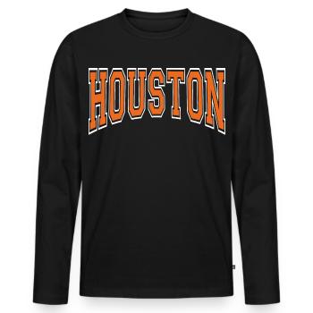Houston - Männer Premium Bio Langarmshirt - Schwarz - Vorne - Nico (187cm)