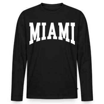 Miami - Men's Premium Organic Long Sleeve Shirt - black - Front - Nico (187cm)