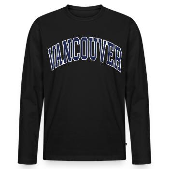 Vancouver - Men's Premium Organic Long Sleeve Shirt - black - Front - Nico (187cm)