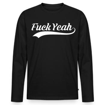 Verdammt ja, Vintage-Skript-Logo - Männer Premium Bio Langarmshirt - Schwarz - Vorne - Nico (187cm)