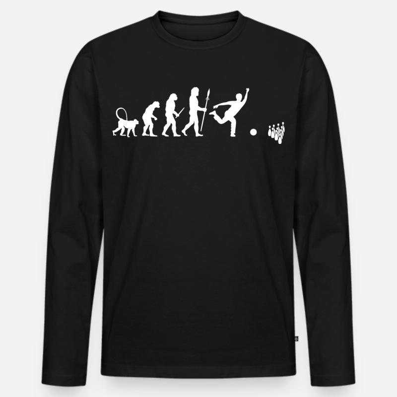 Evolution of Bowling - Männer Premium Bio Langarmshirt - Schwarz