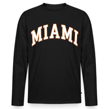 Miami - Men's Premium Organic Long Sleeve Shirt - black - Front - Nico (187cm)