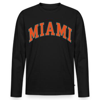 Miami - Men's Premium Organic Long Sleeve Shirt - black - Front - Nico (187cm)