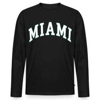 Miami - Men's Premium Organic Long Sleeve Shirt - black - Front - Nico (187cm)
