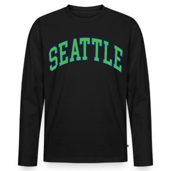 Seattle - Men's Premium Organic Long Sleeve Shirt - black - Front - Nico (187cm)