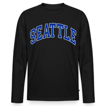 Seattle - Men's Premium Organic Long Sleeve Shirt - black - Front - Nico (187cm)